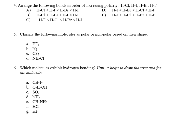 Polarity chegg determined covalent lengths trends